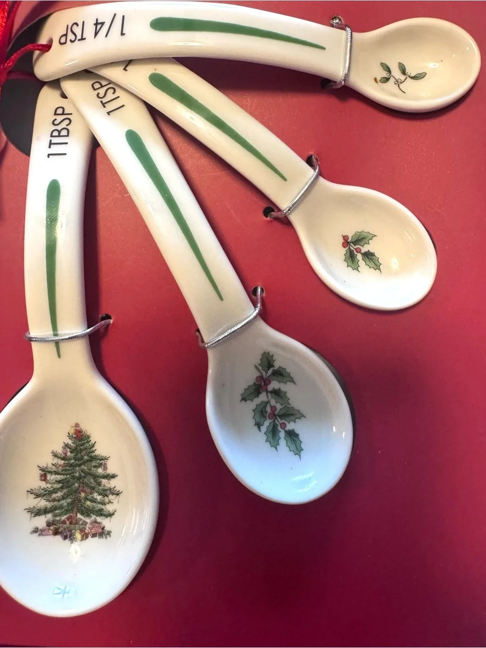 Spode Christmas Tree Ceramic Measuring Spoon Set | Original Box
